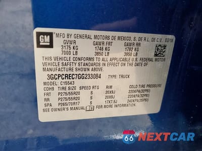 Zdjęcie 12 z 12 samochodu: 2016 CHEVROLET SILVERADO VIN:3GCPCREC7GG233084 - miniatura