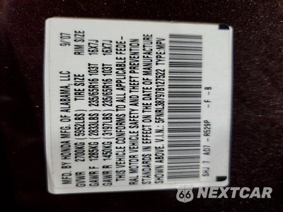 Zdjęcie 13 z 13 samochodu: 2007 HONDA ODYSSEY EXL VIN:5FNRL38797B127522 - miniatura