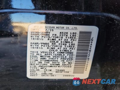 Zdjęcie 12 z 12 samochodu: 2015 NISSAN ROGUE SELECT S VIN:JN8AS5MVXFW770069 - miniatura