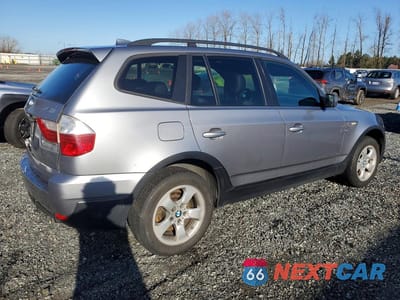 Trzecie zdjęcie samochodu z tyłu: 2007 BMW X3 3.0SI VIN:WBXPC93497WF02155 - miniatura