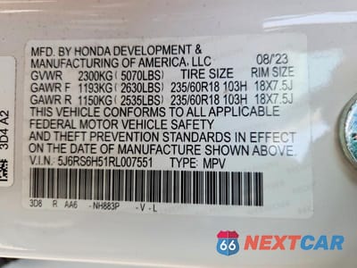 Zdjęcie 13 z 13 samochodu: 2024 HONDA CR-V SPORT VIN:5J6RS6H51RL007551 - miniatura