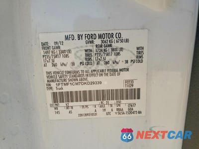 Zdjęcie 12 z 12 samochodu: 2013 FORD F150 VIN:1FTMF1CM7DKD29339 - miniatura
