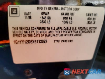 Zdjęcie 12 z 12 samochodu: 1999 CHEV CORVETTE VIN:1G1YY12G6X5112027 - miniatura