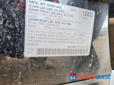 Zdjęcie 12 z 12 samochodu: 2018 AUDI Q5 PREMIUM PLUS VIN:WA1BNAFY8J2247733 - miniatura