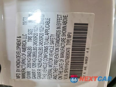 Zdjęcie 13 z 13 samochodu: 2022 HONDA PILOT SE VIN:5FNYF6H27NB083476 - miniatura