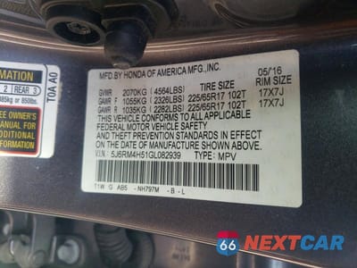 Zdjęcie 13 z 13 samochodu: 2016 HONDA CR-V EX VIN:5J6RM4H51GL082939 - miniatura