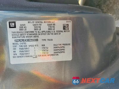 Zdjęcie 12 z 12 samochodu: 2011 CHEVROLET SILVERADO C1500 LS VIN:1GCRCREA3BZ259388 - miniatura