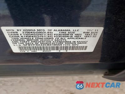 Zdjęcie 12 z 12 samochodu: 2012 HONDA PILOT EX VIN:5FNYF3H42CB010559 - miniatura