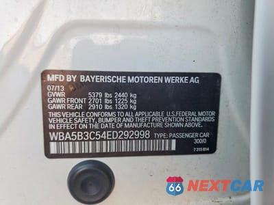 Zdjęcie 12 z 12 samochodu: 2014 BMW 535 XI VIN:WBA5B3C54ED292998 - miniatura