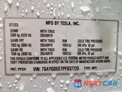 Zdjęcie 14 z 15 samochodu: 2023 TESLA MODEL Y VIN:7SAYGDEE7PF837725 - miniatura
