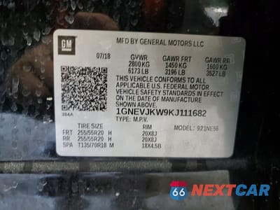 Zdjęcie 12 z 12 samochodu: 2019 CHEVROLET TRAVERSE HIGH COUNTRY VIN:1GNEVJKW9KJ111682 - miniatura