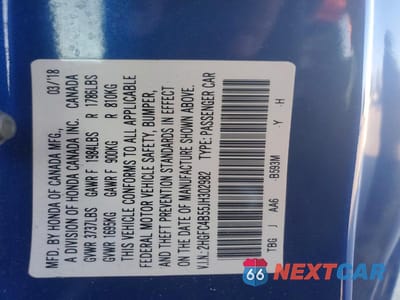 Zdjęcie 12 z 12 samochodu: 2018 HONDA CIVIC LX VIN:2HGFC4B55JH302982 - miniatura