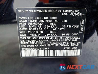 Zdjęcie 13 z 13 samochodu: 2025 VOLKSWAGEN ATLAS SE VIN:1V2HR2CA8SC572989 - miniatura