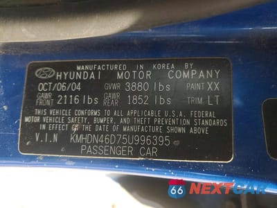 Zdjęcie 12 z 12 samochodu: 2005 HYUNDAI ELANTRA GLS VIN:KMHDN46D75U996395 - miniatura