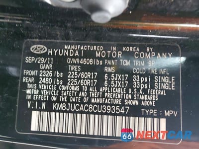 Zdjęcie 13 z 13 samochodu: 2012 HYUNDAI TUCSON GLS VIN:KM8JUCAC8CU393547 - miniatura