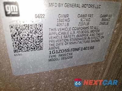 Zdjęcie 12 z 12 samochodu: 2022 CHEVROLET MALIBU LT VIN:1G1ZD5ST0NF140188 - miniatura