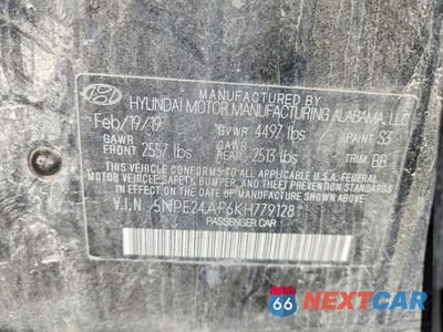 Zdjęcie 13 z 13 samochodu: 2019 HYUNDAI SONATA SE VIN:5NPE24AF6KH779128 - miniatura
