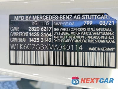 Zdjęcie 12 z 12 samochodu: 2021 MERCEDES-BENZ S 580 4MATIC VIN:W1K6G7GBXMA040114 - miniatura