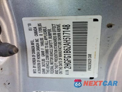 Zdjęcie 12 z 12 samochodu: 2010 HONDA CIVIC LX VIN:2HGFG1B62AH517148 - miniatura