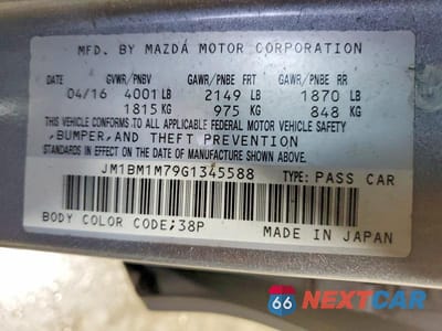 Zdjęcie 12 z 12 samochodu: 2016 MAZDA 3 TOURING VIN:JM1BM1M79G1345588 - miniatura