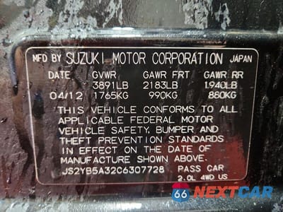 Zdjęcie 13 z 13 samochodu: 2012 SUZUKI SX4 VIN:JS2YB5A32C6307728 - miniatura