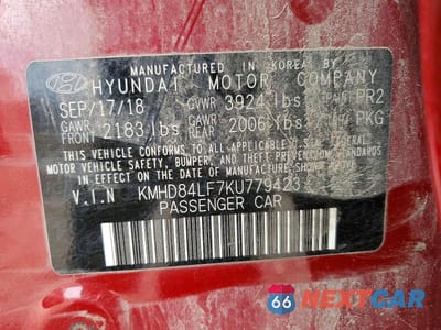 Zdjęcie 12 z 12 samochodu: 2019 HYUNDAI ELANTRA SEL VIN:KMHD84LF7KU779423 - miniatura