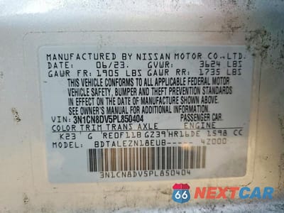 Zdjęcie 13 z 13 samochodu: 2023 NISSAN VERSA S VIN:3N1CN8DV5PL850404 - miniatura