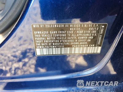 Zdjęcie 12 z 13 samochodu: 2012 VOLKSWAGEN JETTA TDI VIN:3VW3L7AJ7CM471310 - miniatura