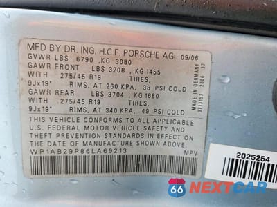 Zdjęcie 13 z 13 samochodu: 2006 PORSCHE CAYENNE S VIN:WP1AB29P86LA69213 - miniatura