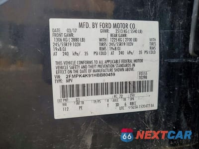 Zdjęcie 12 z 12 samochodu: 2017 FORD EDGE VIN:2FMPK4K91HBB80459 - miniatura