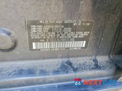 Zdjęcie 12 z 12 samochodu: 2009 SUBARU IMPREZA 2.5I VIN:JF1GE61629H511266 - miniatura