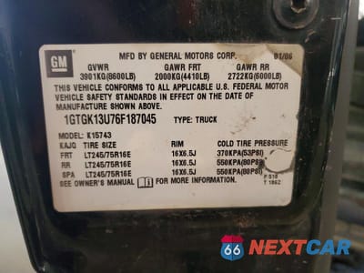 Zdjęcie 12 z 12 samochodu: 2006 GMC SIERRA K1500 HEAVY DUTY VIN:1GTGK13U76F187045 - miniatura
