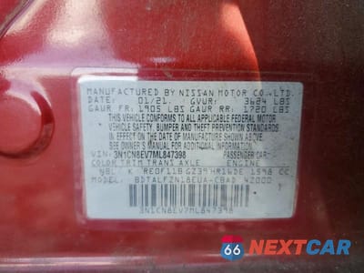 Zdjęcie 12 z 12 samochodu: 2021 NISSAN VERSA SV VIN:3N1CN8EV7ML847398 - miniatura