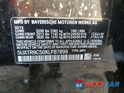Zdjęcie 13 z 13 samochodu: 2019 BMW X3 XDRIVE30I VIN:5UXTR9C50KLP87899 - miniatura