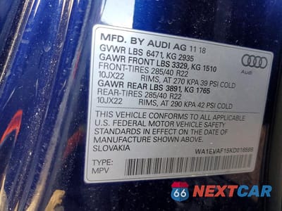 Zdjęcie 13 z 13 samochodu: 2019 AUDI Q8 PREMIUM PLUS S-LINE VIN:WA1EVAF15KD016598 - miniatura