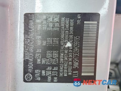 Zdjęcie 13 z 13 samochodu: 2009 HYUNDAI SANTA FE LIMITED VIN:5NMSH73E09H299195 - miniatura