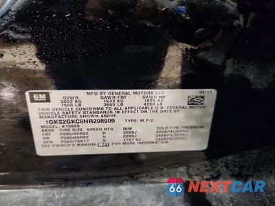 Zdjęcie 12 z 12 samochodu: 2017 GMC YUKON XL K1500 SLT VIN:1GKS2GKC8HR298909 - miniatura