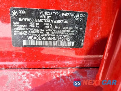 Zdjęcie 12 z 12 samochodu: 2017 BMW 330 XI VIN:WBA8D9G55HNU59145 - miniatura