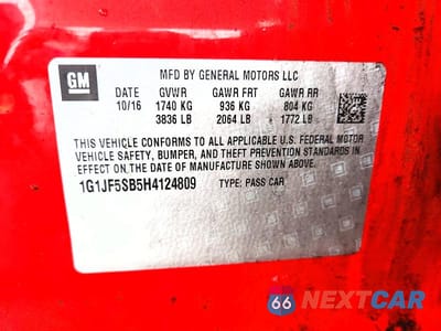 Zdjęcie 12 z 12 samochodu: 2017 CHEVROLET SONIC PREMIER VIN:1G1JF5SB5H4124809 - miniatura