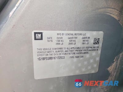 Zdjęcie 12 z 12 samochodu: 2017 CHEVROLET CRUZE PREMIER VIN:1G1BF5SMXH7172553 - miniatura