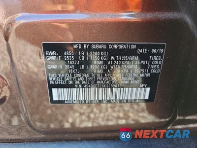 Zdjęcie 14 z 14 samochodu: 2019 SUBARU OUTBACK TOURING VIN:4S4BSETC6K3382070 - miniatura