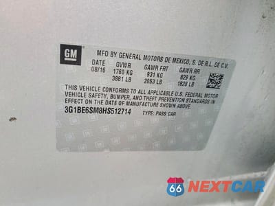 Zdjęcie 12 z 12 samochodu: 2017 CHEVROLET CRUZE LT VIN:3G1BE6SM8HS512714 - miniatura