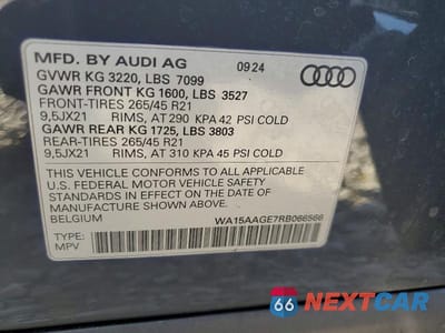 Zdjęcie 13 z 13 samochodu: 2024 AUDI Q8 E-TRON PREMIUM PLUS VIN:WA15AAGE7RB066566 - miniatura