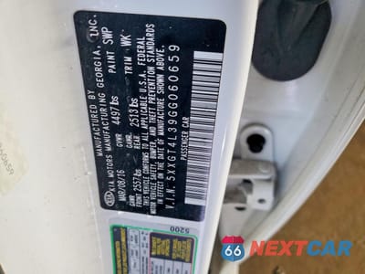 Zdjęcie 12 z 12 samochodu: 2016 KIA OPTIMA LX VIN:5XXGT4L39GG060659 - miniatura