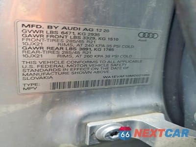 Zdjęcie 13 z 13 samochodu: 2021 AUDI Q8 PREMIUM PLUS S-LINE VIN:WA1EVAF10MD021050 - miniatura