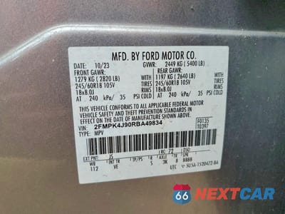 Zdjęcie 13 z 13 samochodu: 2024 FORD EDGE SEL VIN:2FMPK4J90RBA49834 - miniatura