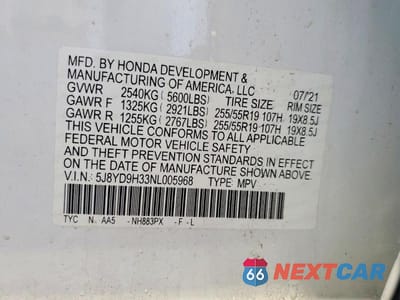 Zdjęcie 14 z 14 samochodu: 2022 ACURA MDX VIN:5J8YD9H33NL005968 - miniatura