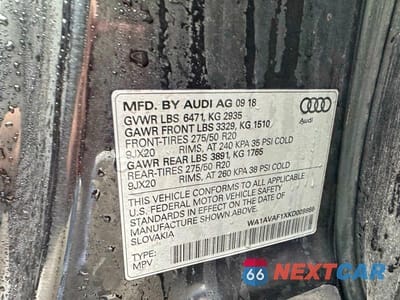 Zdjęcie 12 z 12 samochodu: 2019 AUDI Q8 PREMIUM VIN:WA1AVAF1XKD009869 - miniatura