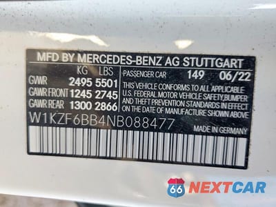 Zdjęcie 12 z 12 samochodu: 2022 MERCEDES-BENZ E AMG 53 4MATIC VIN:W1KZF6BB4NB088477 - miniatura