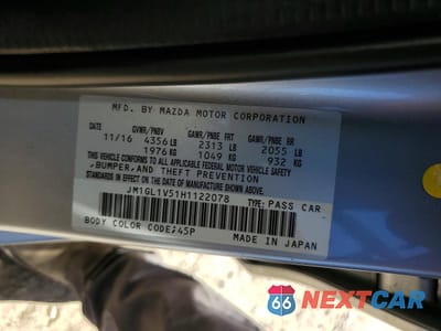 Zdjęcie 13 z 13 samochodu: 2017 MAZDA 6 TOURING VIN:JM1GL1V51H1122078 - miniatura